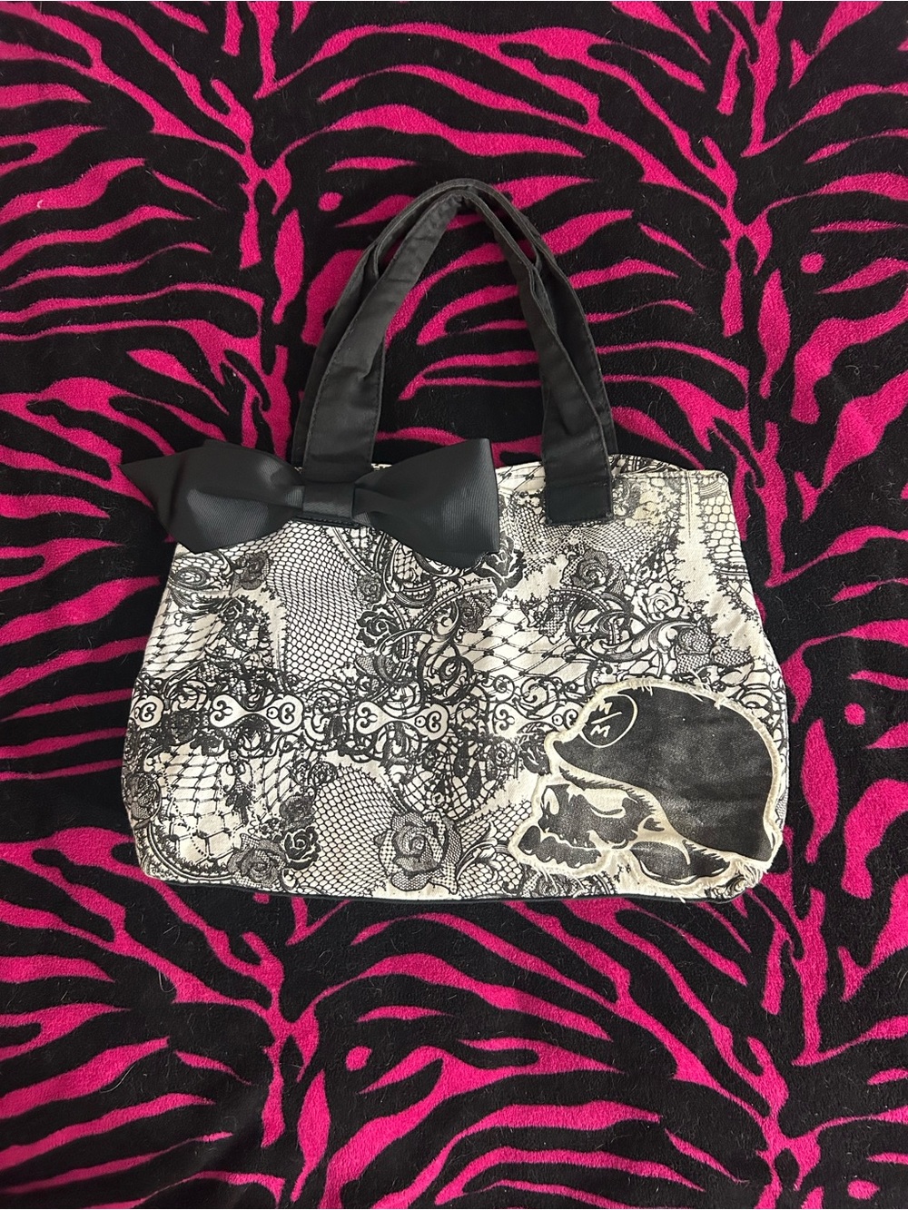 Y2K grunge goth rare 2000s Metal Mulisha Lace Skull Bag